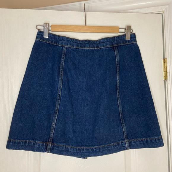Indigo Denim Button Front Mini Skirt - Picture 2 of 3
